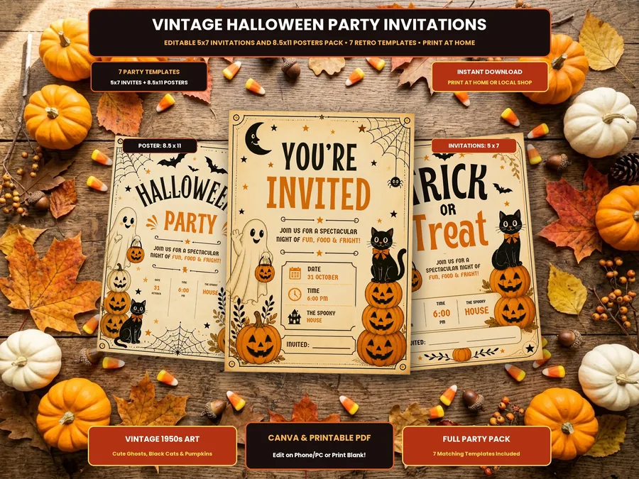 Vintage Halloween Invitations
